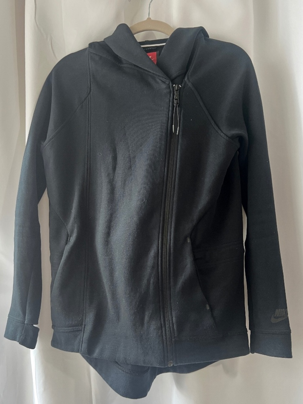 Nike Sportswear Asymmetrical Zip Up Hoodie Jacket Black | Size Small